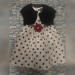 Adorable Polka Dot Dress with Black Bolero Set